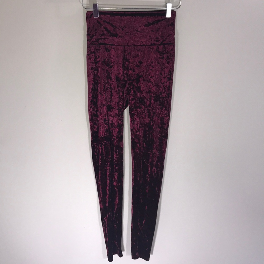 Crushed Velvet Velour Leggings High Waisted Suede - Picture 3 of 8